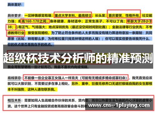 超级杯技术分析师的精准预测 超级杯技术分析师的精准预测