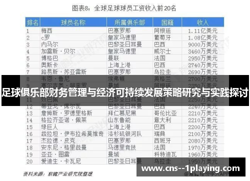 足球俱乐部财务管理与经济可持续发展策略研究与实践探讨 足球俱乐部财务管理与经济可持续发展策略研究与实践探讨